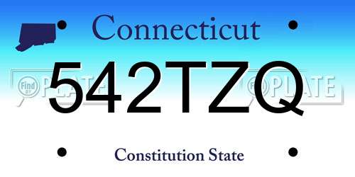 542TZQ Connecticut License Plate