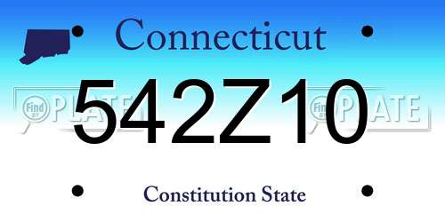 542Z10 Connecticut License Plate