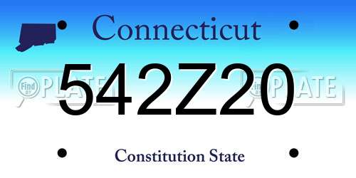 542Z20 Connecticut License Plate