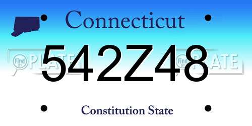 542Z48 Connecticut License Plate
