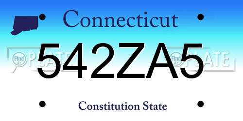 542ZA5 Connecticut License Plate