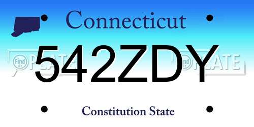 542ZDY Connecticut License Plate
