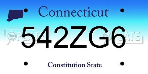 542ZG6 Connecticut License Plate