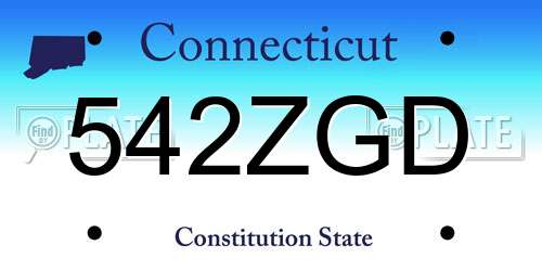 542ZGD Connecticut License Plate