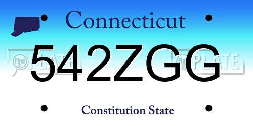 542ZGG Connecticut License Plate