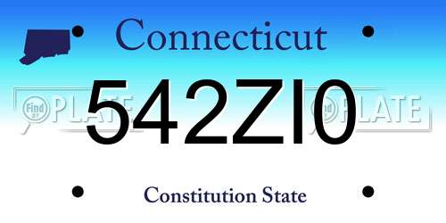 542ZI0 Connecticut License Plate