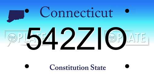 542ZIO Connecticut License Plate