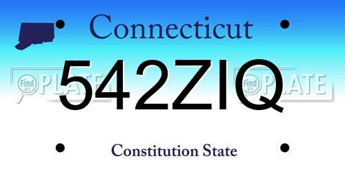 542ZIQ Connecticut License Plate