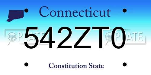 542ZT0 Connecticut License Plate