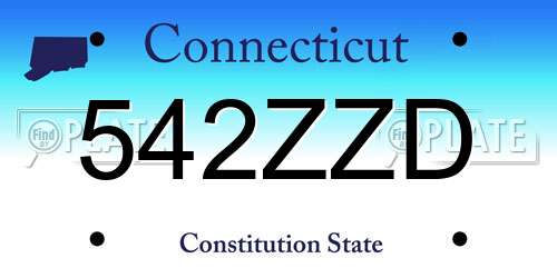 542ZZD Connecticut License Plate