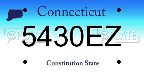 5430EZ Connecticut License Plate