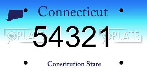 54321 Connecticut License Plate