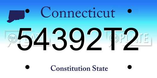54392T2 Connecticut License Plate