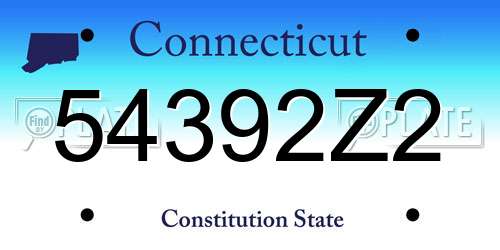 54392Z2 Connecticut License Plate