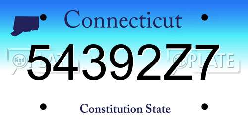 54392Z7 Connecticut License Plate