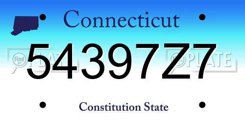 54397Z7 Connecticut License Plate