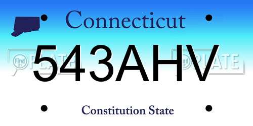 543AHV Connecticut License Plate