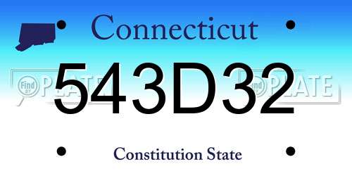 543D32 Connecticut License Plate