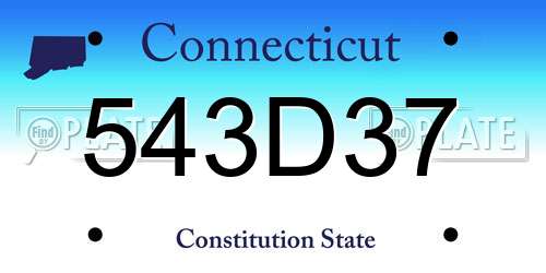 543D37 Connecticut License Plate