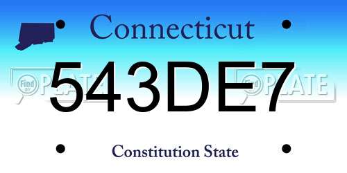 543DE7 Connecticut License Plate