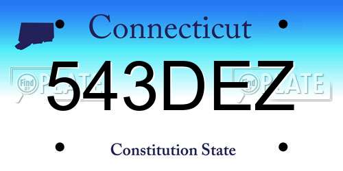 543DEZ Connecticut License Plate