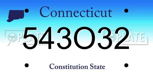543O32 Connecticut License Plate