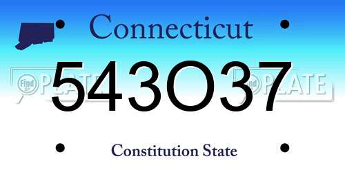 543O37 Connecticut License Plate