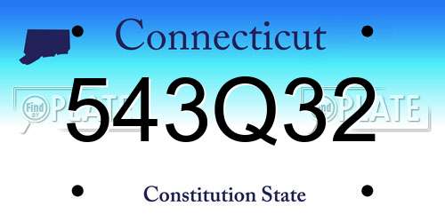 543Q32 Connecticut License Plate