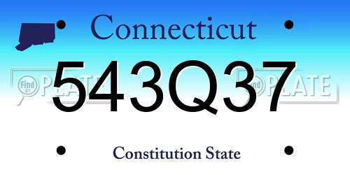 543Q37 Connecticut License Plate