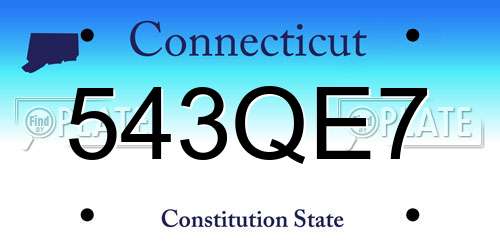 543QE7 Connecticut License Plate