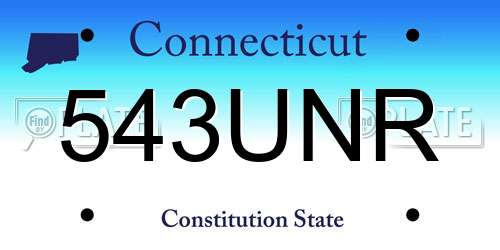 543UNR Connecticut License Plate