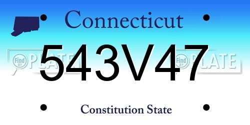543V47 Connecticut License Plate