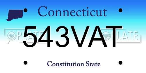543VAT Connecticut License Plate