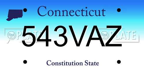 543VAZ Connecticut License Plate
