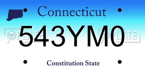 543YM0 Connecticut License Plate