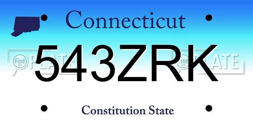 543ZRK Connecticut License Plate