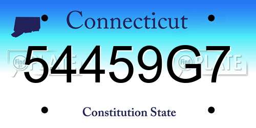 54459G7 Connecticut License Plate