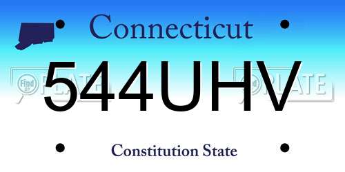 544UHV Connecticut License Plate