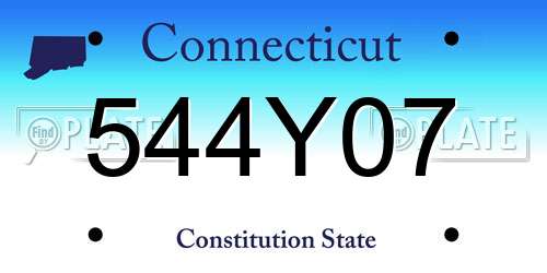 544Y07 Connecticut License Plate