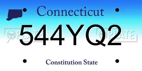544YQ2 Connecticut License Plate