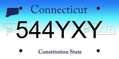 544YXY Connecticut License Plate