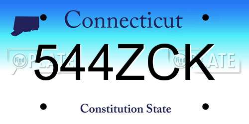 544ZCK Connecticut License Plate