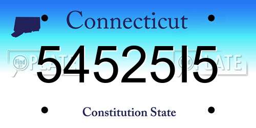 54525I5 Connecticut License Plate
