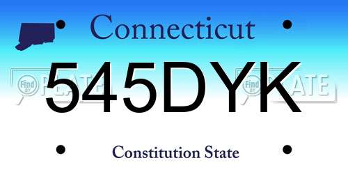 545DYK Connecticut License Plate