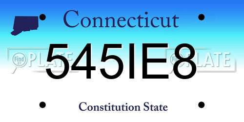 545IE8 Connecticut License Plate