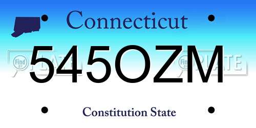 545OZM Connecticut License Plate