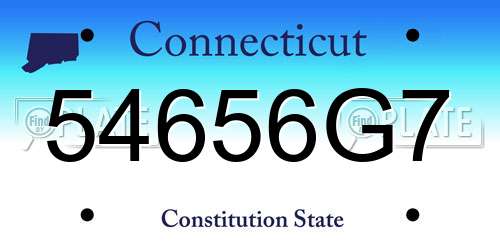 54656G7 Connecticut License Plate