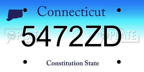 5472ZD Connecticut License Plate