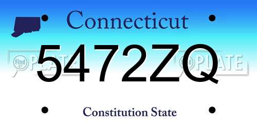 5472ZQ Connecticut License Plate