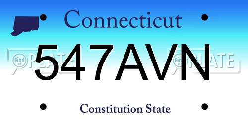547AVN Connecticut License Plate